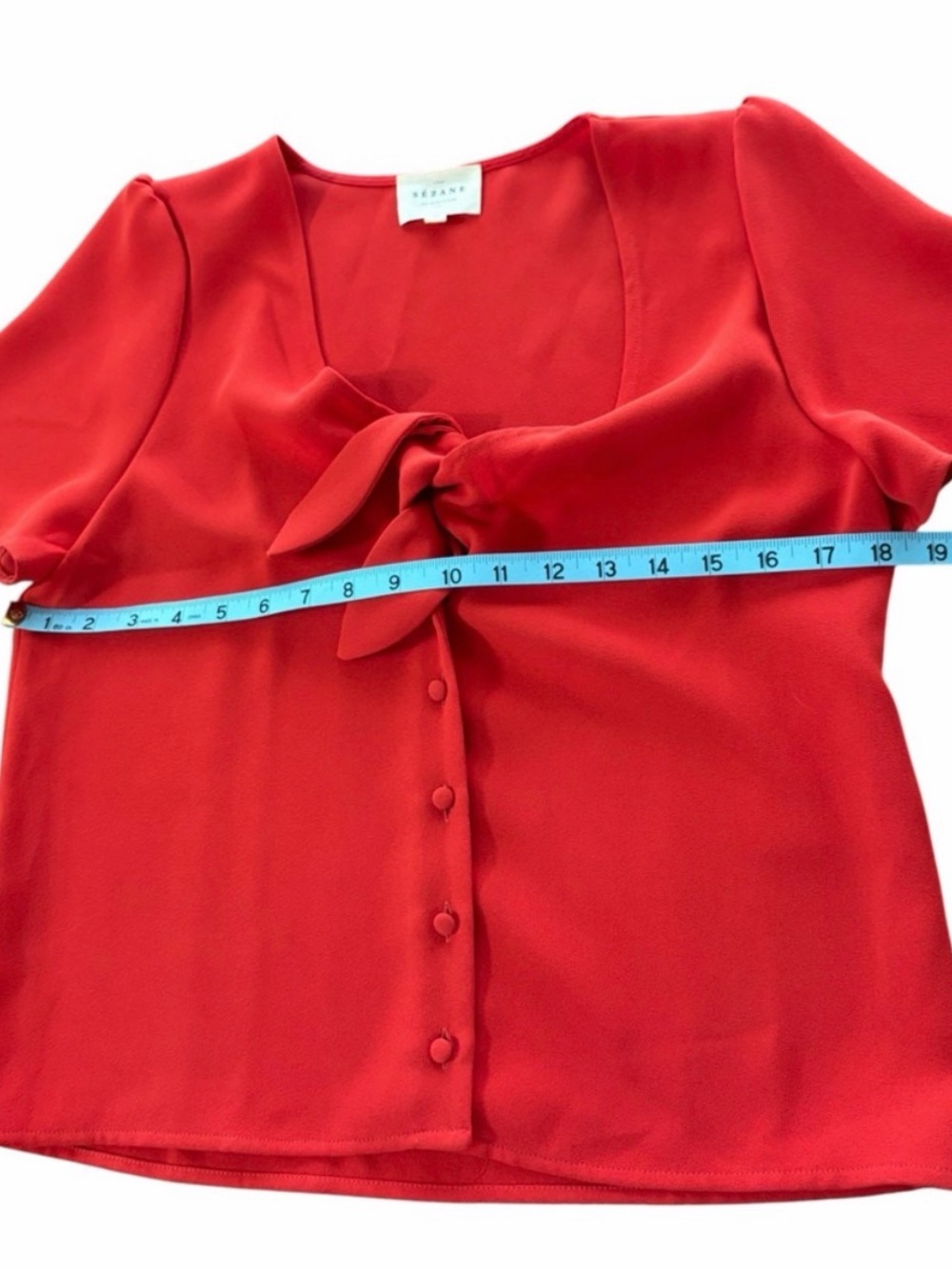 Sézane "Eloine" red tie front short sleeve blouse size 36 - open to offers - Picture 4 of 4